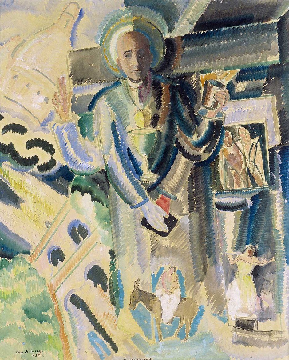 Pierre de Belay (1890-1947) - "Portrait Prophétique de Max Jacob", 1932 - Aquarelle sur papier, 55 x 45,5 cm - dépôt du Musée national d'art moderne au musée des beaux-arts de Quimper (Voir légende ci-dessous)