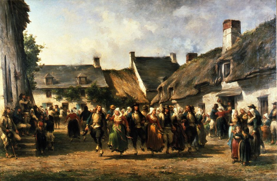 Adolphe Leleux (1812-1891) « Une Noce en Bretagne », 1863 - Huile sur toile, 1.38 x 2.03 m - Dépôt de l’Etat de 1892, transfert de propriété de l’Etat à la ville de Quimper, 2013 - Musée des beaux-arts de Quimper (Voir légende ci-après)