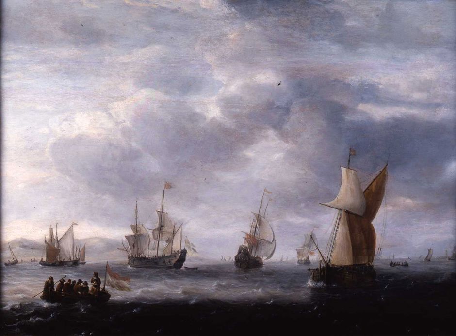 Reinier Nooms dit Zeeman (1623-1664) « Marine », 1650-1660 - Huile sur bois, 54.5 x 71 cm - Musée des beaux-arts de Quimper © Musée des beaux-arts de Quimper (Voir légende ci-après)