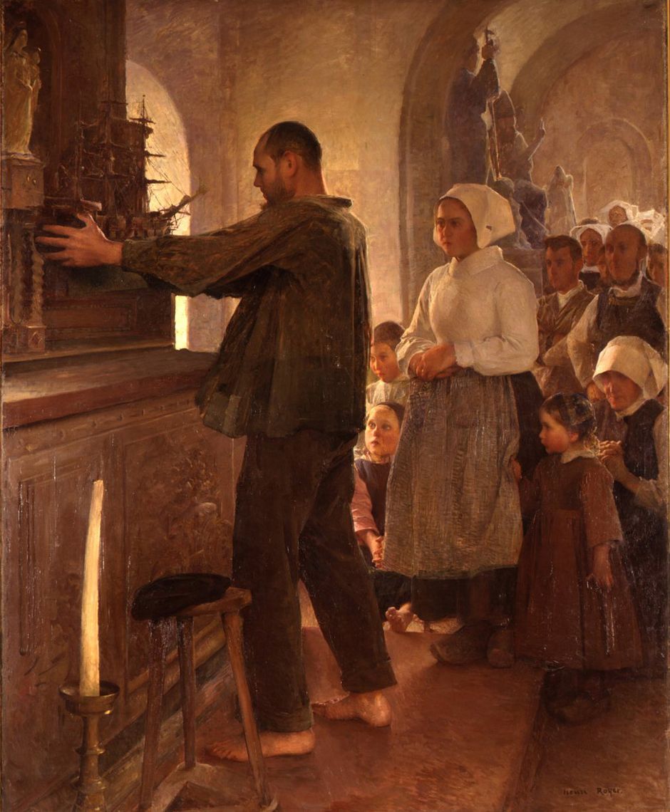 Henri Royer (1869-1938) « L’Ex-voto », vers 1898 - Huile sur toile, 2.19 x 1.81 m - Dépôt de l’Etat de 1901, transfert de propriété de l’Etat à la ville de Quimper, 2013 - Musée des beaux-arts de Quimper © Musée des beaux-arts de Quimper (Voir légende ci-après)