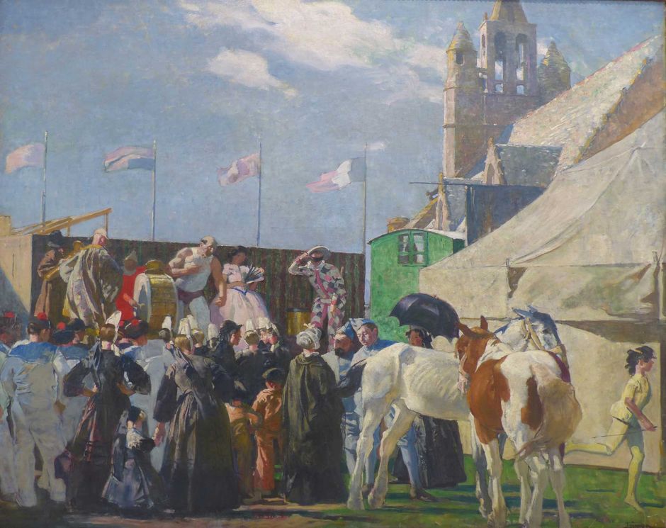 Lucien Simon (1861-1945) "Parade de foire", 1919 - Huile sur toile, 199 x 158 cm - Musée des beaux-arts de Quimper © musée des beaux-arts de Quimper (Voir légende ci-après)