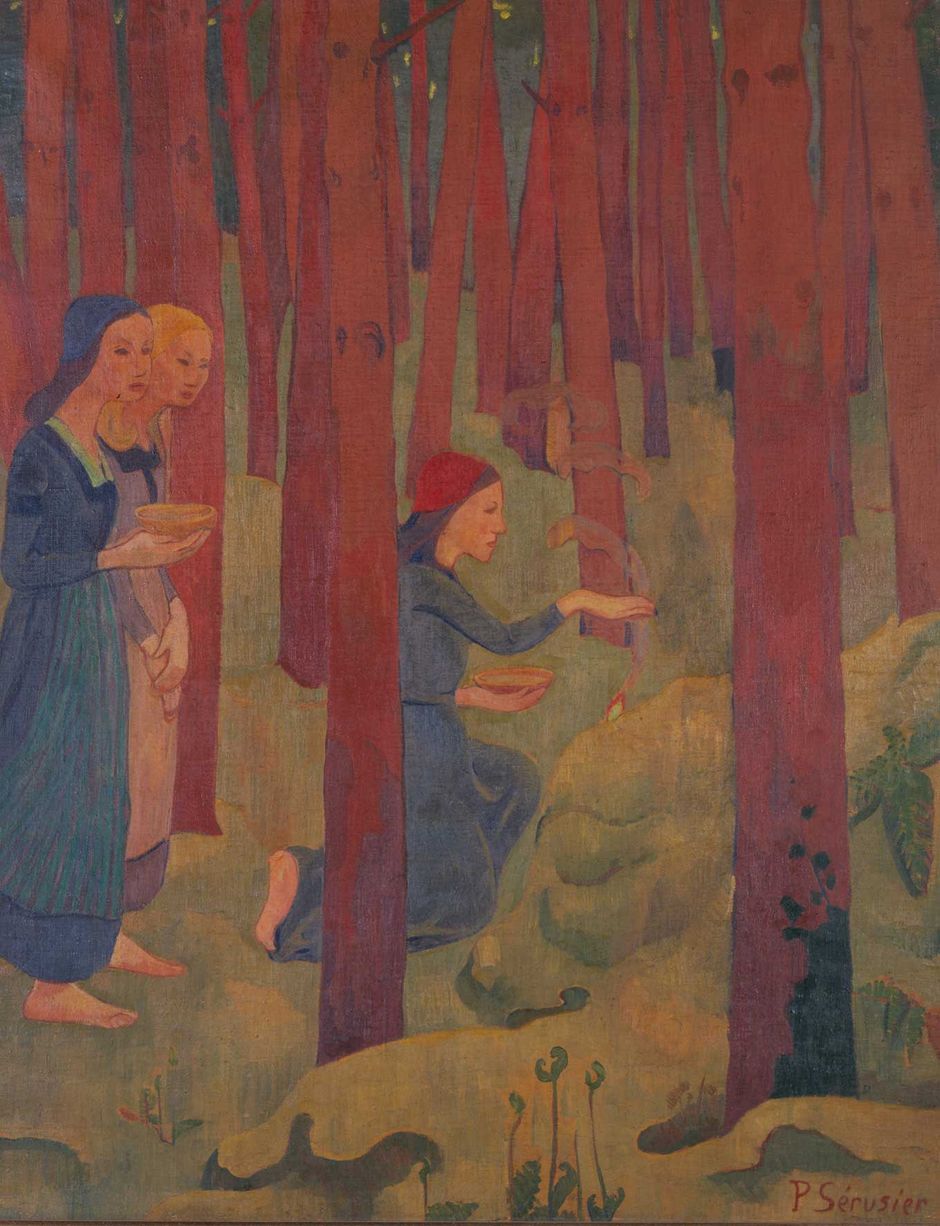 Paul Sérusier (1864-1927) "L'Incantation" ou "Le Bois sacré", 1891 - Huile sur toile, 91.5 x 72 cm © musée des beaux-arts de Quimper (Voir légende ci-après)